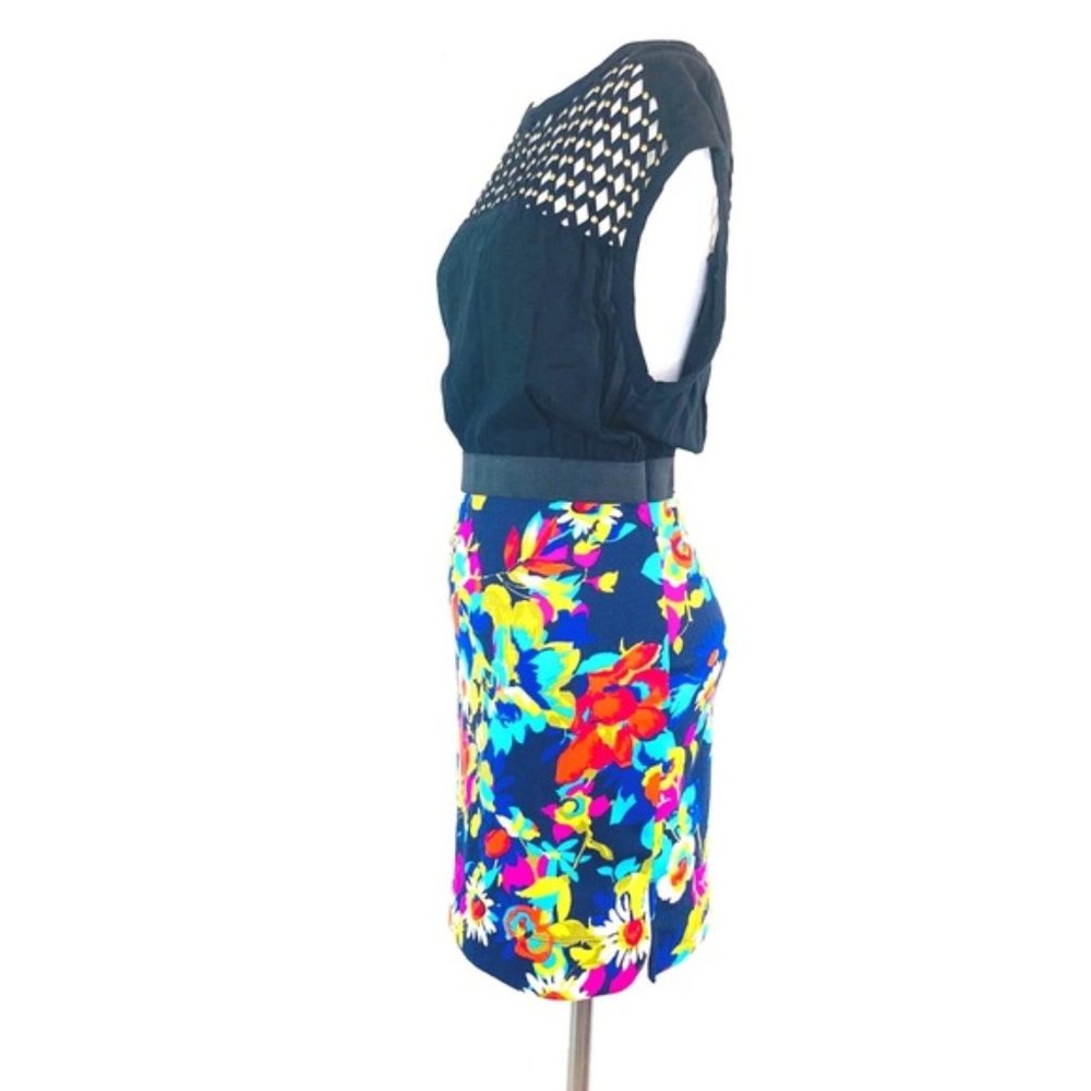 FREE PEOPLE Poison Apple Floral Fit & Flare Studded Top Dress Colorblock Size SP - Picture 7 of 9